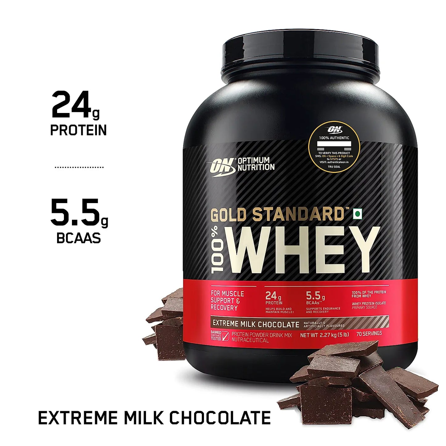 Gold Standard 100% Whey Protein Powder | Extreme Milk Chocolate | 5 lbs